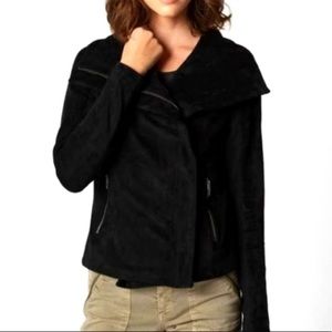 SL8 Black Suede Asymmetric Off Center Zip Moto Jacket